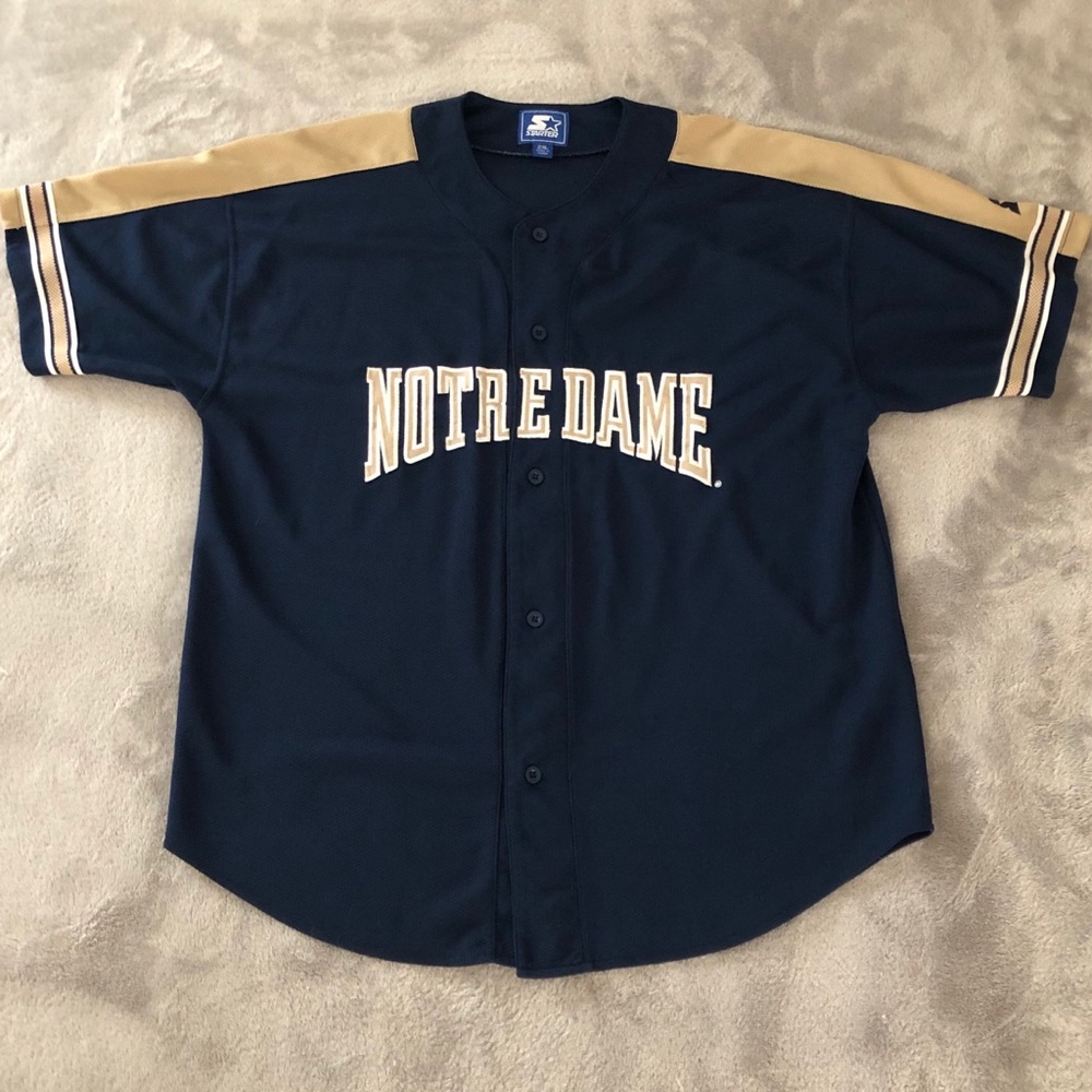 VTG 90s Starter Norte Dame embroidered button up
